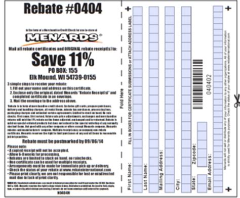 11 Rebate Form Menards