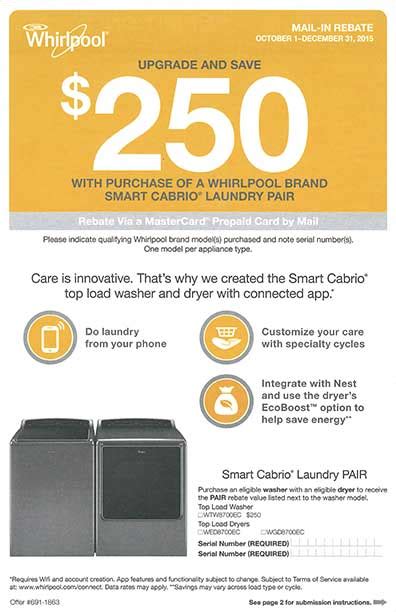 Whirlpool Washer Dryer Manufacturers Rebate