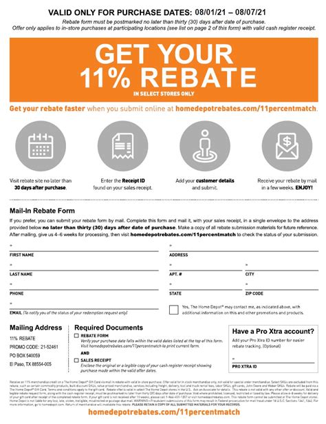 Home Depot Rebate Form