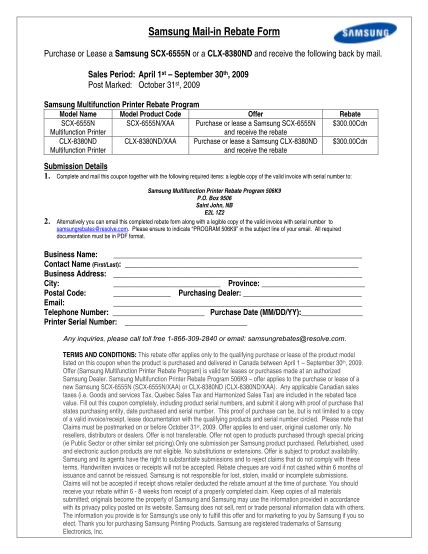 Samsung Mail In Rebate