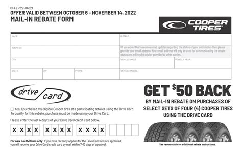 Cooper Tire Mail In Rebate Form
