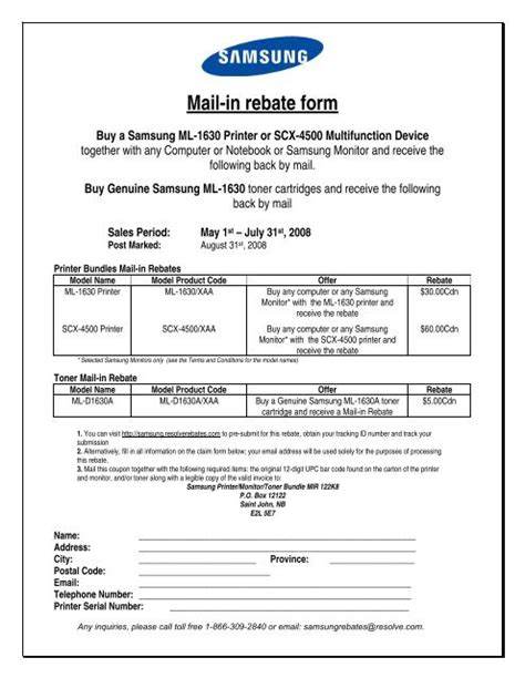 Federal Mail In Rebate